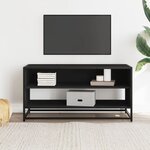 vidaXL Meuble TV noir 91x40x46 cm bois d'ingénierie et métal