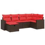 vidaXL Salon de jardin 6 Pièces avec coussins marron résine tressée