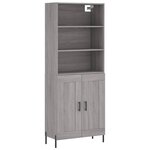 vidaXL Buffet haut Sonoma gris 69 5x34x180 cm Bois d'ingénierie