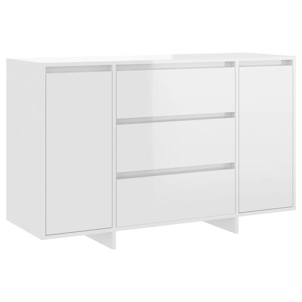 vidaXL Buffet et 3 tiroirs Blanc brillant 120x41x75 cm Bois ingénierie