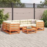 vidaXL Salon de jardin 7 Pièces avec coussins cire marron bois pin massif