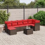 vidaXL Salon de jardin 8 Pièces avec coussins marron résine tressée