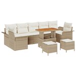 vidaXL Canapés de jardin 10 pièces avec coussins en poly rotin beige et acacia