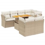 vidaXL Salon de jardin avec coussins 8 Pièces beige résine tressée