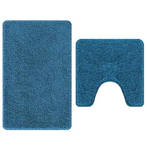 vidaXL Ensemble de tapis de bain antidérapants 2 Pièces Bleu PP