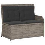 vidaXL Banc de jardin avec coussin Gris polyrotin