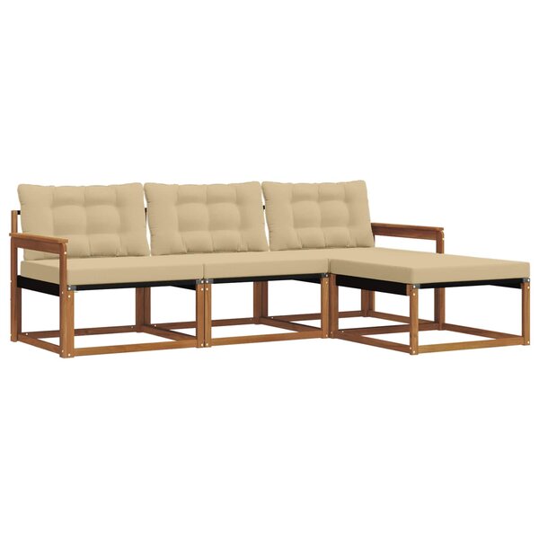 vidaXL Ensemble de canapés d'extérieur 4 pc Naturel et Beige