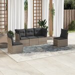 vidaXL Salon de jardin 5 Pièces avec coussins gris résine tressée