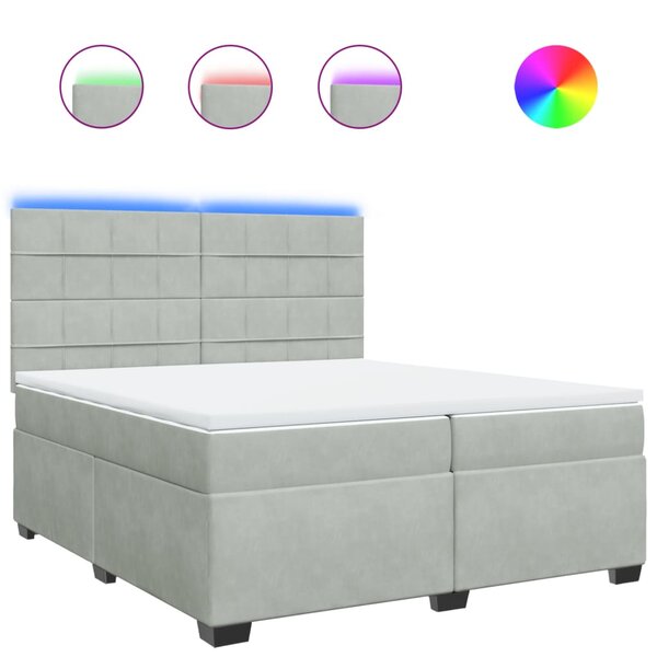 vidaXL Sommier à lattes de lit et matelas Gris clair 200x200cm Velours