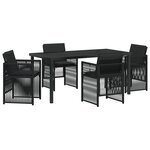 vidaXL Ensemble de jardin 5 pièces avec coussins en poly rotin noir