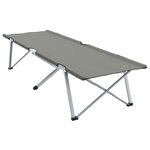 vidaXL Lit de camping pliable avec sac de transport  gris  en tissu Oxford 600D.