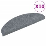 vidaXL Tapis d'escalier autocollants 10 pièces 65 x 21 x 4 cm Gris clair Demi-rond Grand