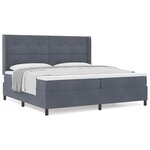 vidaXL Lit à ressorts avec tête de lit Gris foncé 200 x 200 cm Velours