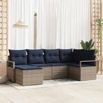 vidaXL Ensemble de Canapés avec coussin 6 Pièces Gris polyrotin