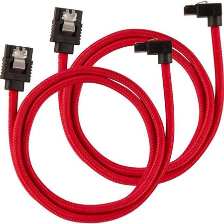 CORSAIR Câble gainé Premium SATA 6Gbps Rouge 60cm 90° - (CC-8900284)