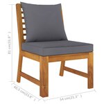 vidaXL Salon de jardin 3Pièces et coussin gris foncé Bois d'acacia solide