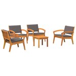 vidaXL Ensemble bistro 5 pièces avec coussins - Bois d'acacia massif