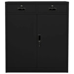 Armoire de bureau avec 2 étagères réglables rangement dossiers 90 x 40 x 102 cm en acier noir 02_0046909