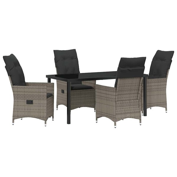vidaXL Ensemble de salle à manger pour jardin 5 Pièces Gris Poly rotin