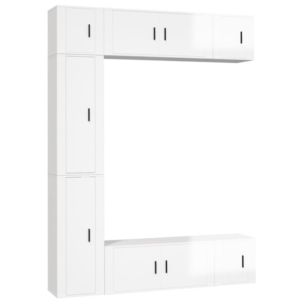 vidaXL Ensemble de meubles TV 7 Pièces Blanc brillant Bois d'ingénierie