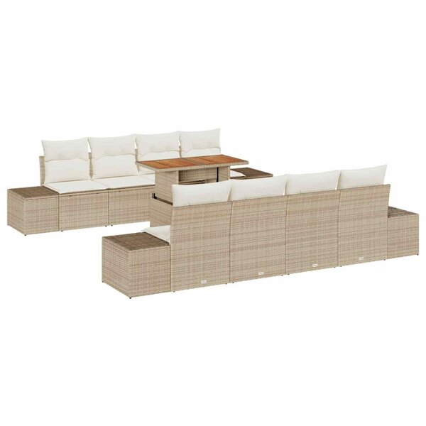 vidaXL Ensemble de salle à manger pour jardin 9 Pièces Beige et crème