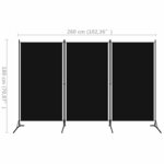 vidaXL Cloison de séparation 3 panneaux Noir 260x180 cm