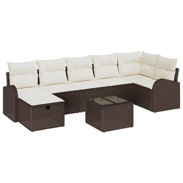 vidaXL Ensemble de canapé de jardin 8 Pièces Marron Poly rotin