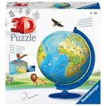 Puzzle 3d globe terrestre 180 pieces - ravensburger - puzzle enfant 3d éducatif - sans colle - des 7 ans