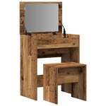 Coiffeuse avec Miroir Bois Vieilli en Bois Ingénierie