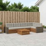 vidaXL Ensemble de canapés d'extérieur 6 Pièces Naturel et gris clair