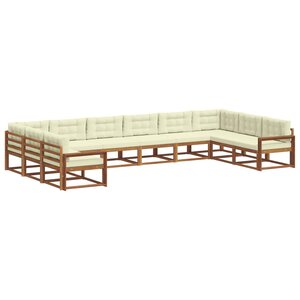 vidaXL Ensemble de canapés d'extérieur 10 pc Naturel et Crème