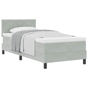 vidaXL Lit à ressorts avec tête de lit Gris clair 90 x 190 cm Velours