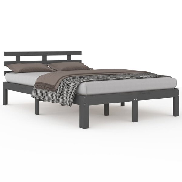 vidaXL Cadre de lit Gris Bois massif 200x200 cm
