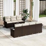 vidaXL Ensemble de canapé de jardin 8 Pièces Marron Poly rotin
