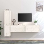 vidaXL Meubles TV 4 Pièces Blanc Bois massif de pin