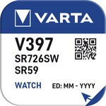 Pile oxyde argent 'Watch' V397 (SR59) SR726SW 1 55 Volt VARTA