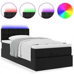 vidaXL Cadre de lit ottoman avec matelas noir 80x200 cm similicuir