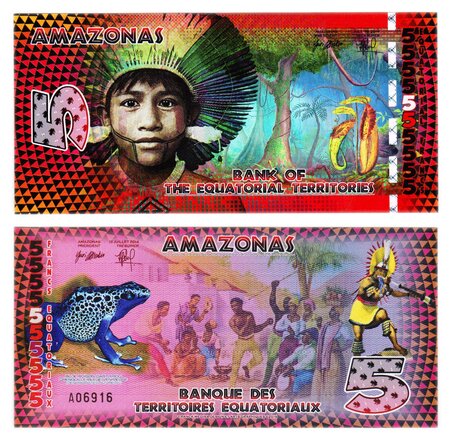 Billet de collection 5 francs équatoriaux 2014 - banque des territoires équatoriaux /  as - neuf