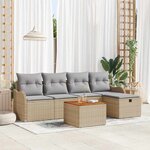 vidaXL Ensemble de canapé de jardin 6 Pièces Beige Poly rotin
