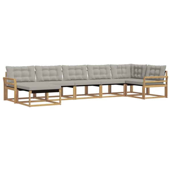 vidaXL Ensemble de canapés d'extérieur 7 pc Blanc et gris clair