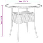 vidaXL Table de jardin Ø80x75 cm Verre trempé/résine tressée Marron