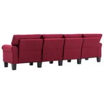 vidaXL Canapé à 4 places Rouge bordeaux Tissu