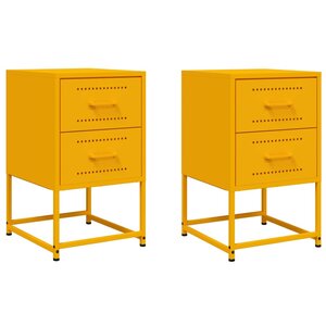 vidaXL Tables de chevet 2 Pièces jaune moutarde 36x39x60 5 cm acier
