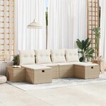 vidaXL Ensemble de canapé de jardin 6 Pièces Beige Poly rotin