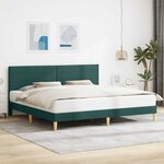 vidaXL Cadre de lit avec tête de lit Vert foncé 200 x 200 cm Tissu