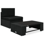vidaXL Salon de jardin 2 Pièces Résine tressée Noir