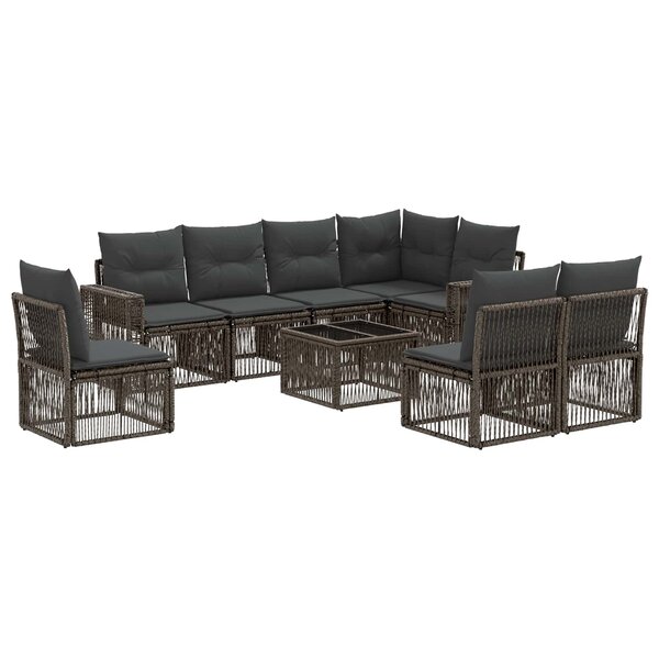 vidaXL Ensemble de canapé de jardin 9 pc Gris et Gris foncé polyrotin