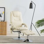 vidaXL Fauteuil de massage avec repose-pied blanc crème similicuir