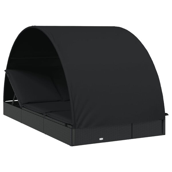 vidaXL Transat 2 places avec toit rond noir 211x112x140 cm