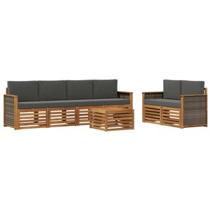 vidaXL Ensemble de canapés d'extérieur 7 pc Naturel et Anthracite
